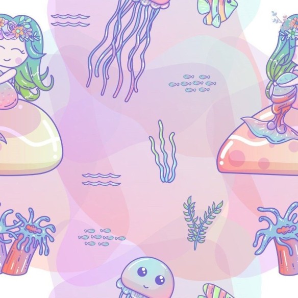 Papel de Parede Adesivo Infantil Sereia N014042