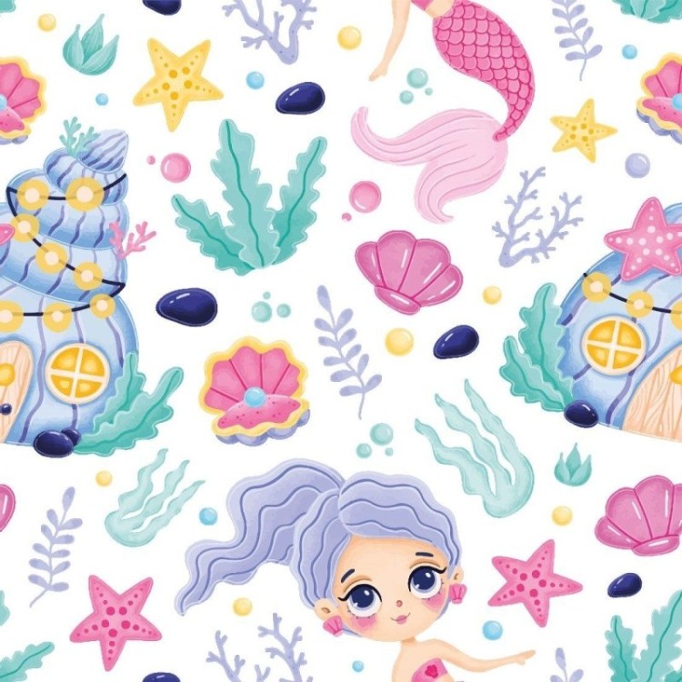 Papel de Parede Adesivo Infantil Sereias N015026