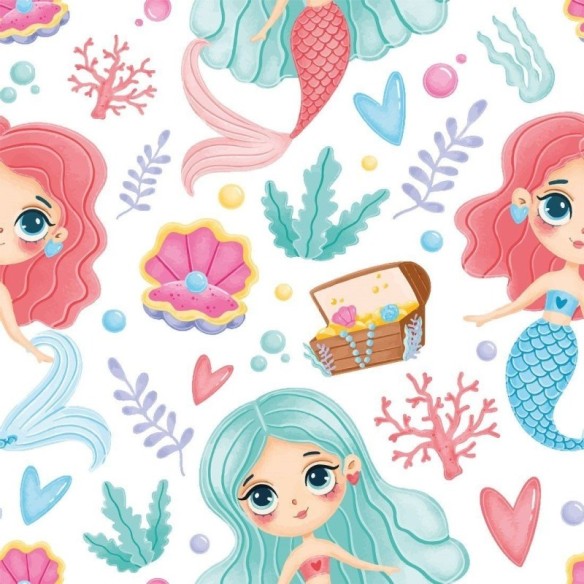 Papel de Parede Adesivo Infantil Sereias N015027