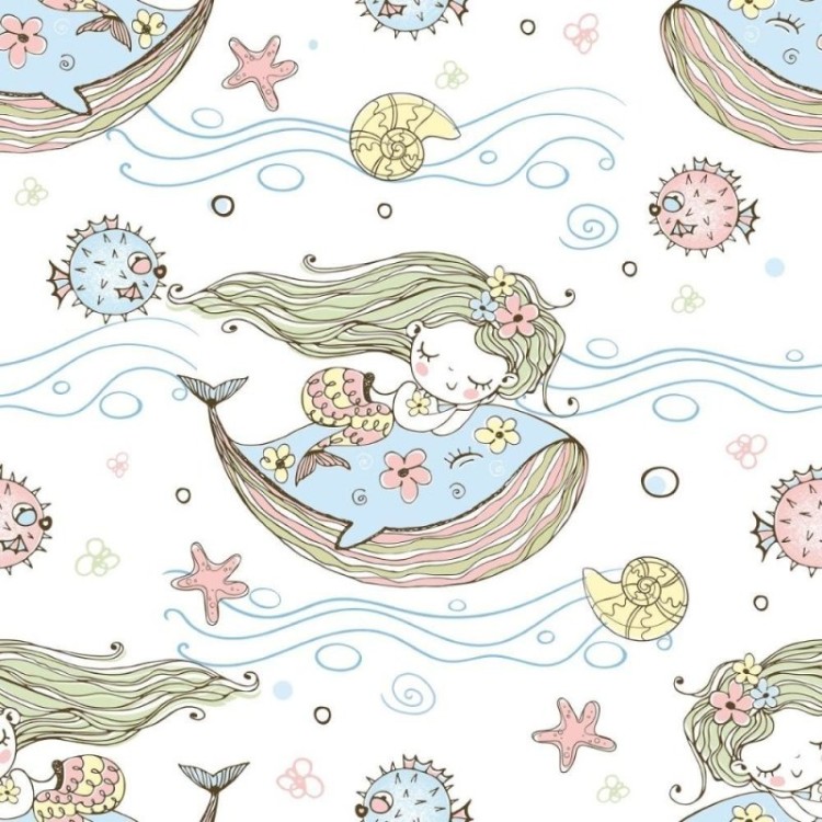 Papel de Parede Adesivo Infantil Sereias N015029