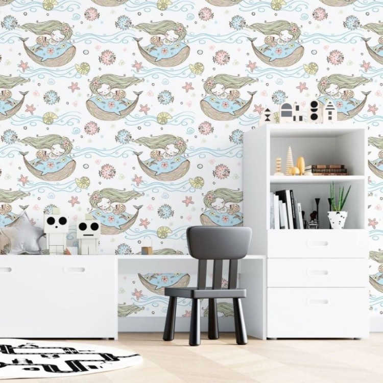 Papel de Parede Adesivo Infantil Sereias N015029