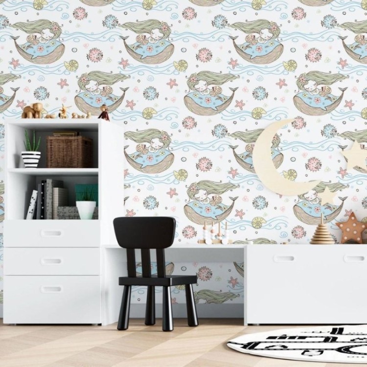 Papel de Parede Adesivo Infantil Sereias N015029