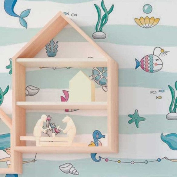 Papel de Parede Adesivo Infantil Sereias no Mar N018047