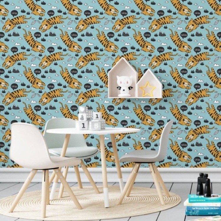 Papel de Parede Adesivo Infantil Tigre N019045