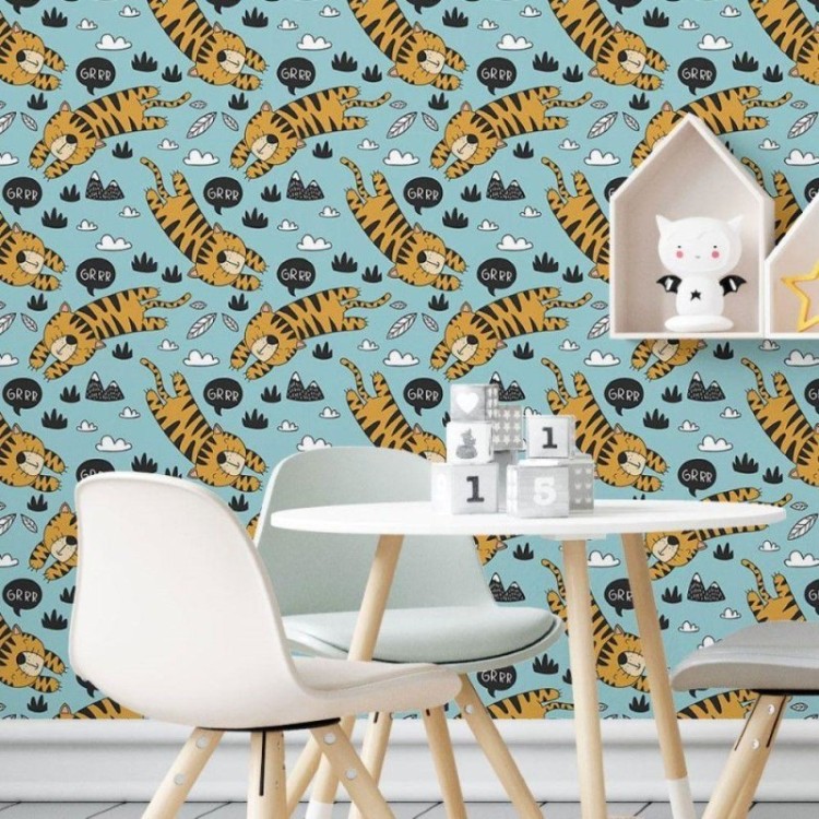 Papel de Parede Adesivo Infantil Tigre N019045