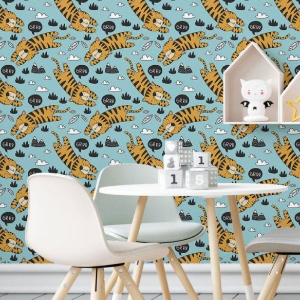 Papel de Parede Adesivo Infantil Tigre N019045