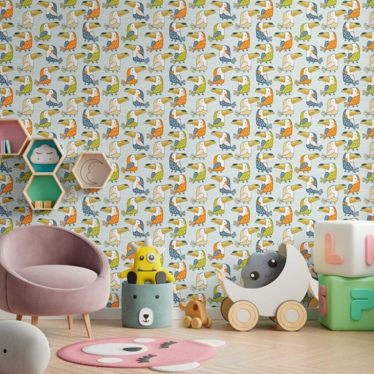 Papel de Parede Adesivo Infantil Tucanos N09077