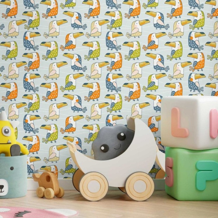 Papel de Parede Adesivo Infantil Tucanos N09077