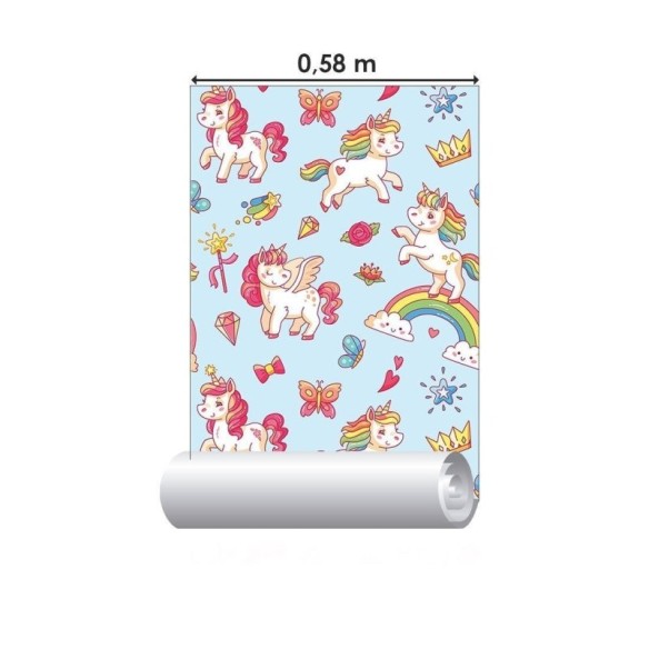 Papel de Parede Adesivo Infantil Unicórnios N015014