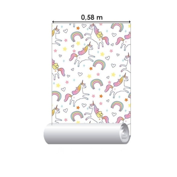 Papel de Parede Adesivo Infantil Unicórnios N015065