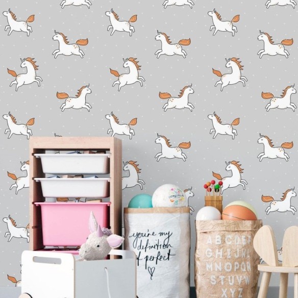 Papel de Parede Adesivo Infantil Unicornios N016032