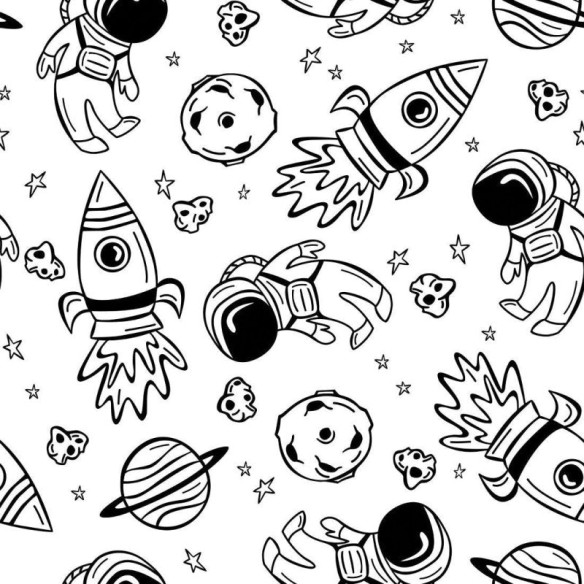 Papel de Parede Adesivo Infantil Universo Colorir N017079