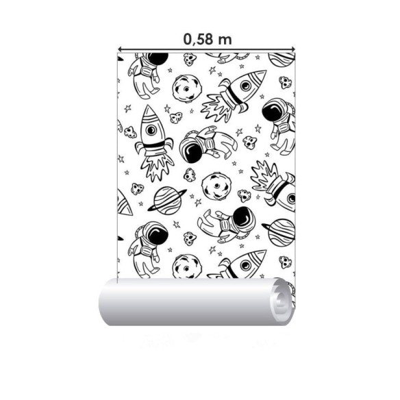 Papel de Parede Adesivo Infantil Universo Colorir N017079