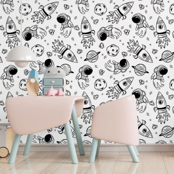 Papel de Parede Adesivo Infantil Universo Colorir N017079