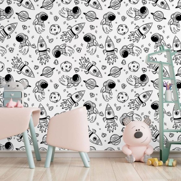 Papel de Parede Adesivo Infantil Universo Colorir N017079