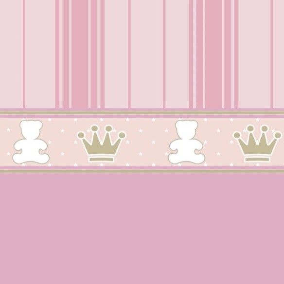 Papel de Parede Adesivo Infantil Ursinhos e Coroas N011009