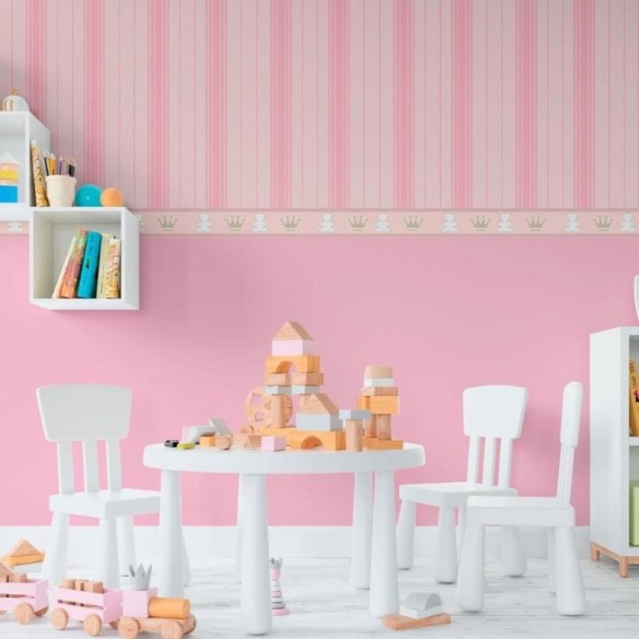 Papel de Parede Adesivo Infantil Ursinhos e Coroas N011009
