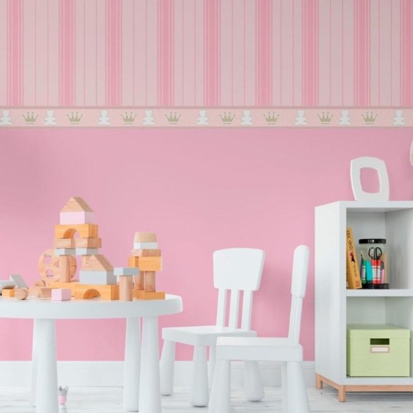 Papel de Parede Adesivo Infantil Ursinhos e Coroas N011009