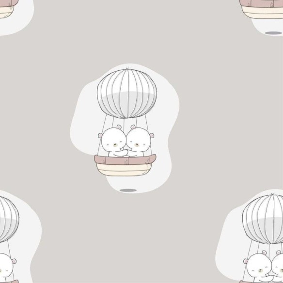 Papel de Parede Adesivo Infantil Ursinhos no Balão N07046