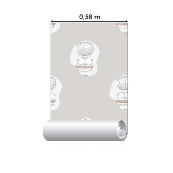 Papel de Parede Adesivo Infantil Ursinhos no Balão N07046
