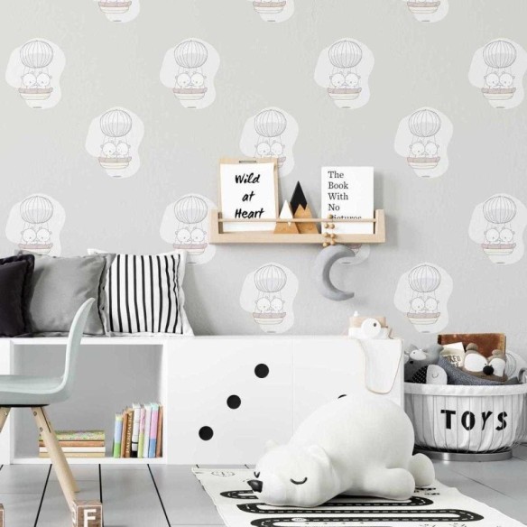 Papel de Parede Adesivo Infantil Ursinhos no Balão N07046