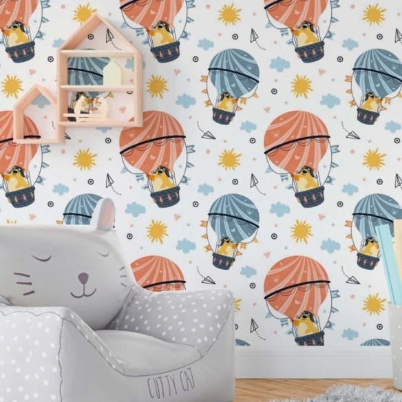 Papel de Parede Adesivo Infantil Ursinhos Viajantes N018081