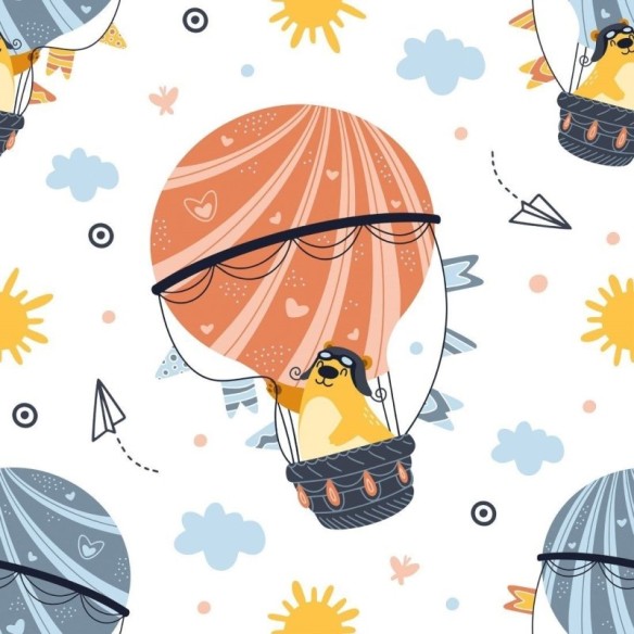 Papel de Parede Adesivo Infantil Ursinhos Viajantes N018081