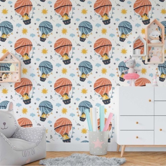 Papel de Parede Adesivo Infantil Ursinhos Viajantes N018081