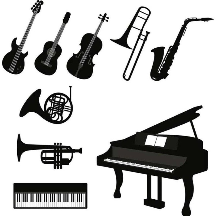 Papel de Parede Adesivo instrumentos musicais...