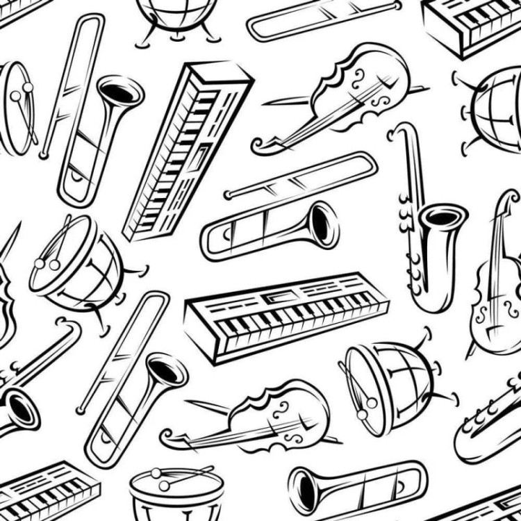 Papel de Parede Adesivo Instrumentos Musicais...