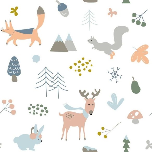 Papel de Parede Adesivo Inverno Animais e Montanhas N05090