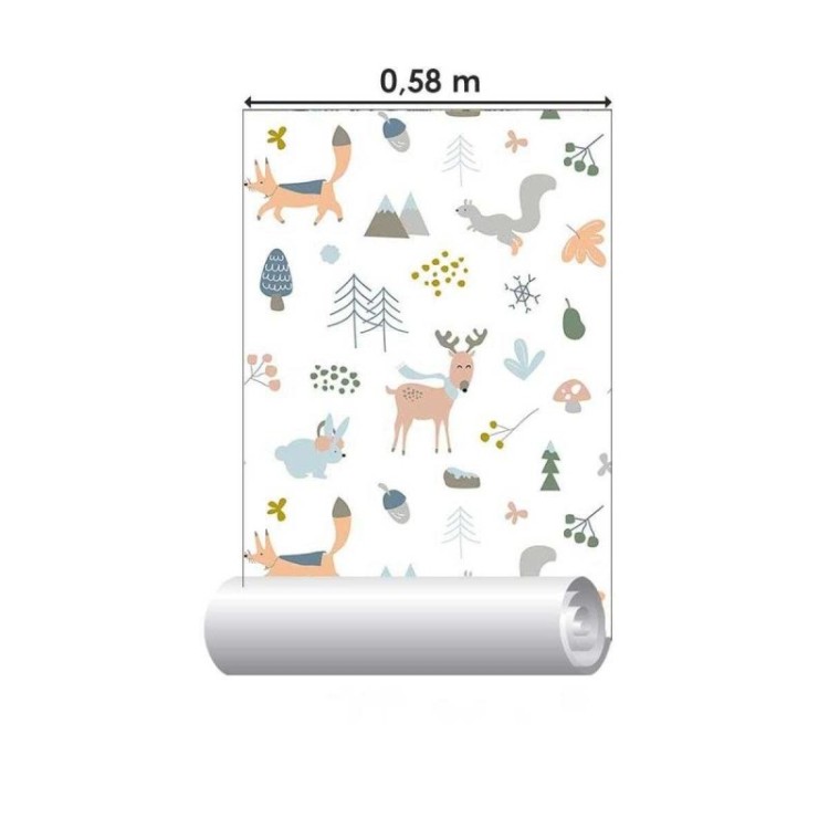 Papel de Parede Adesivo Inverno Animais e...