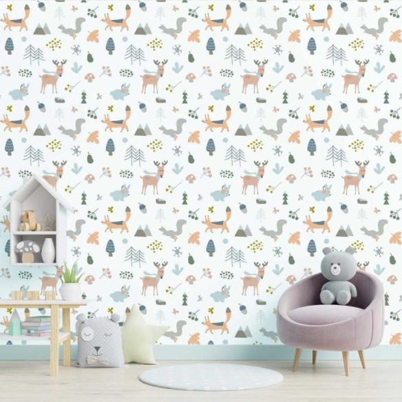 Papel de Parede Adesivo Inverno Animais e Montanhas N05090