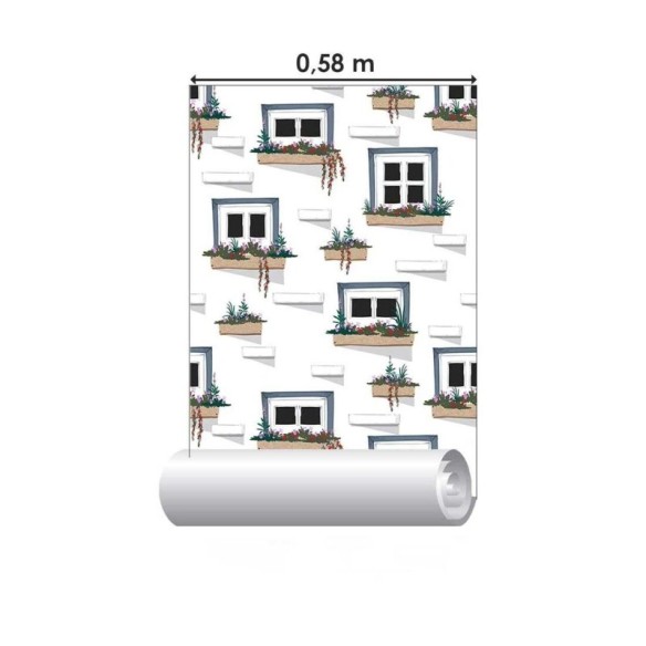 Papel de Parede Adesivo Janelas e jardineiras N03069