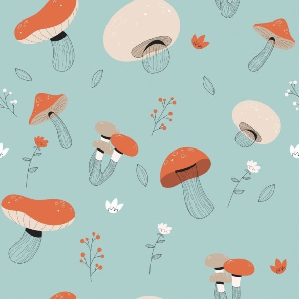 Papel de Parede Adesivo Jardim de Cogumelos N017076