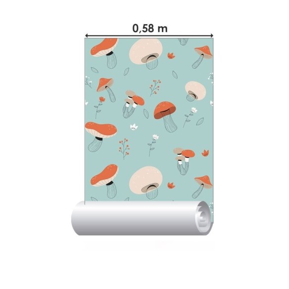 Papel de Parede Adesivo Jardim de Cogumelos N017076