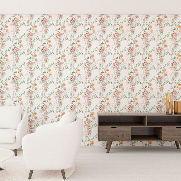 Papel de Parede Adesivo Jardim Florido em...