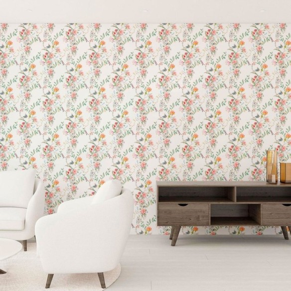 Papel de Parede Adesivo Jardim Florido em Aquarela N010201