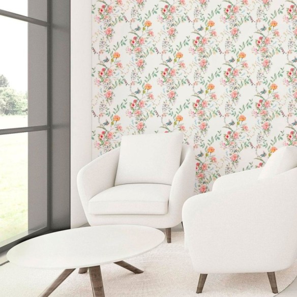Papel de Parede Adesivo Jardim Florido em Aquarela N010201