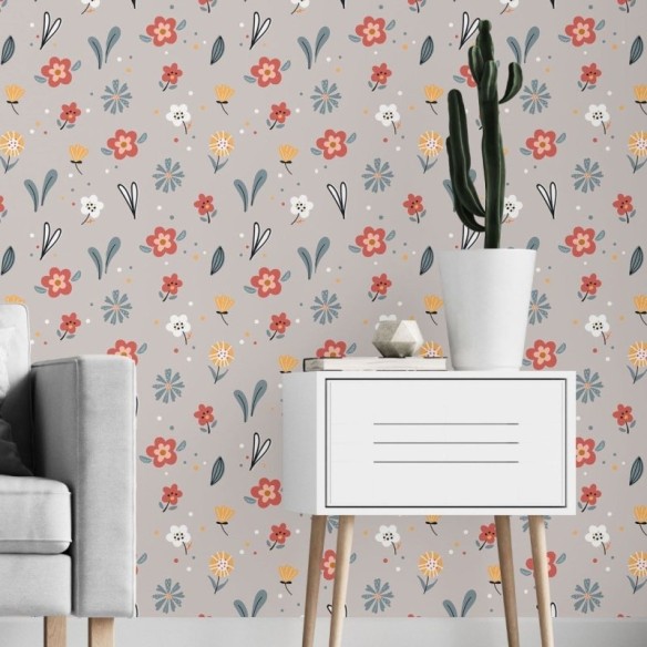 Papel de Parede Adesivo Jardim Florido N019098