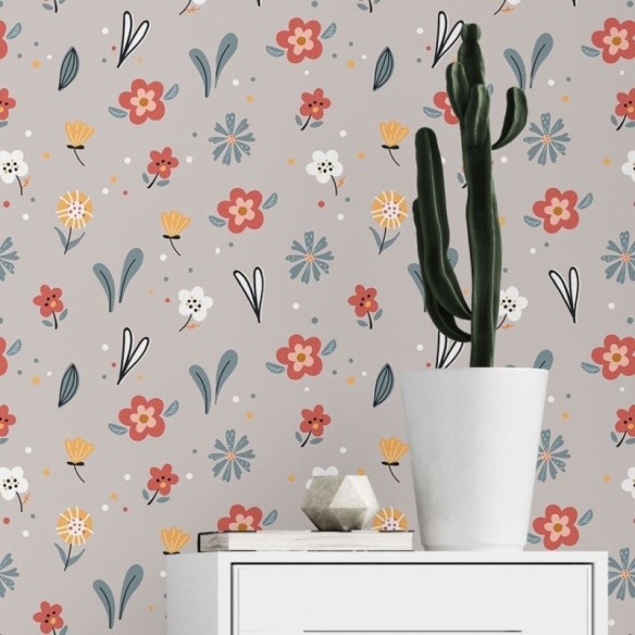 Papel de Parede Adesivo Jardim Florido N019098