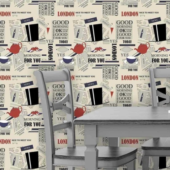 Papel de Parede Adesivo Jornal London 165547997