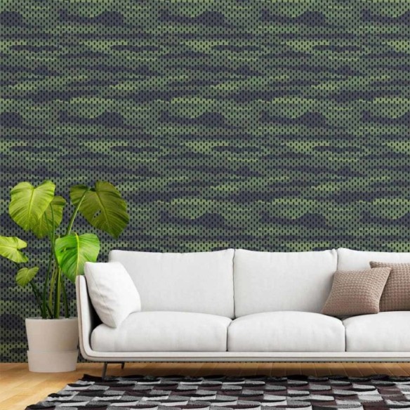 Papel de Parede Adesivo Jovem Camuflado Militar N015075