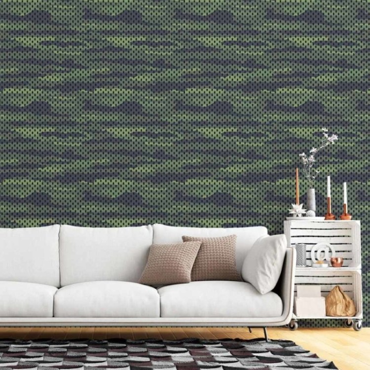 Papel de Parede Adesivo Jovem Camuflado Militar...