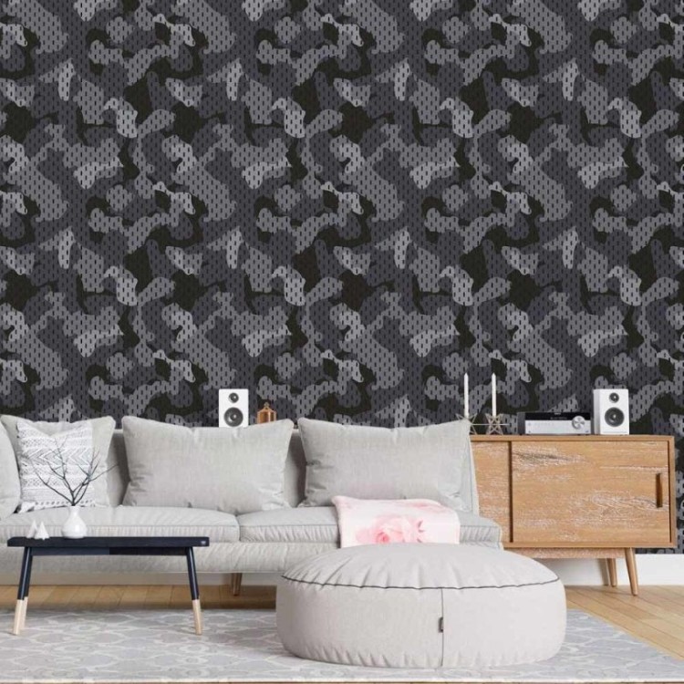 Papel de Parede Adesivo Jovem Camuflado Militar...