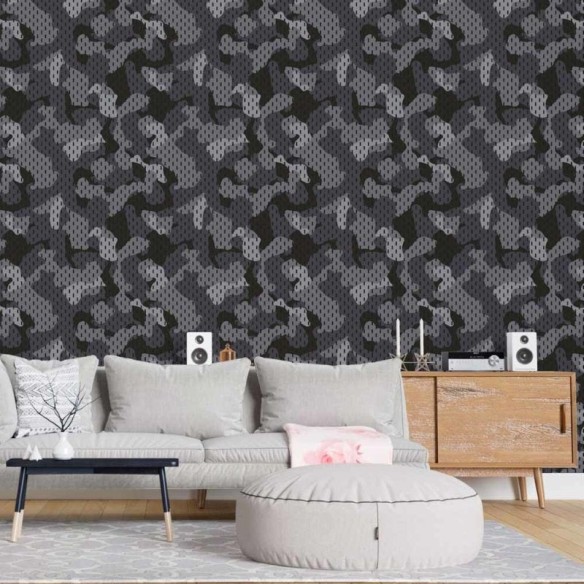 Papel de Parede Adesivo Jovem Camuflado Militar N015078