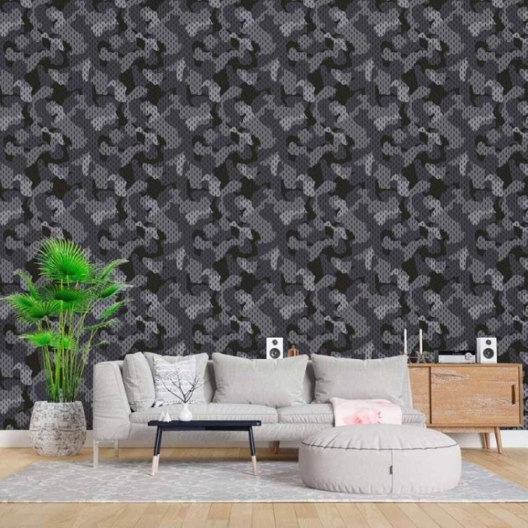 Papel de Parede Adesivo Jovem Camuflado Militar...