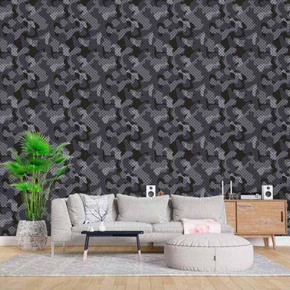 Papel de Parede Adesivo Jovem Camuflado Militar N015078