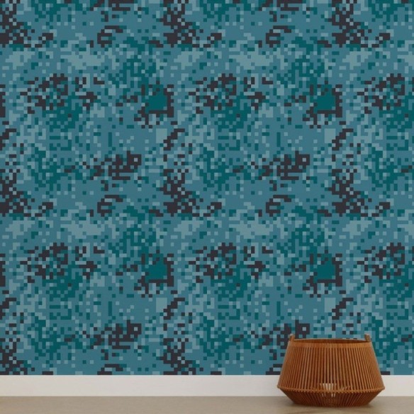 Papel de Parede Adesivo Jovem Camuflado Pixelado N015076