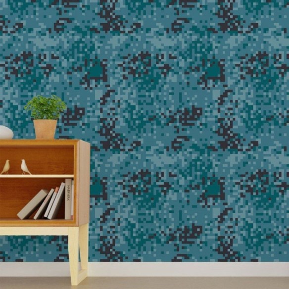 Papel de Parede Adesivo Jovem Camuflado Pixelado N015076